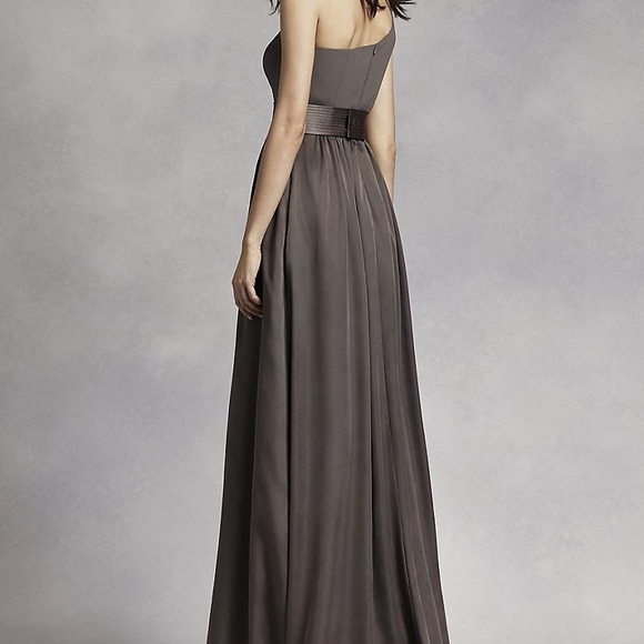 Vera Wang One Shoulder Dress with Satin Sash - Picture 2 of 2